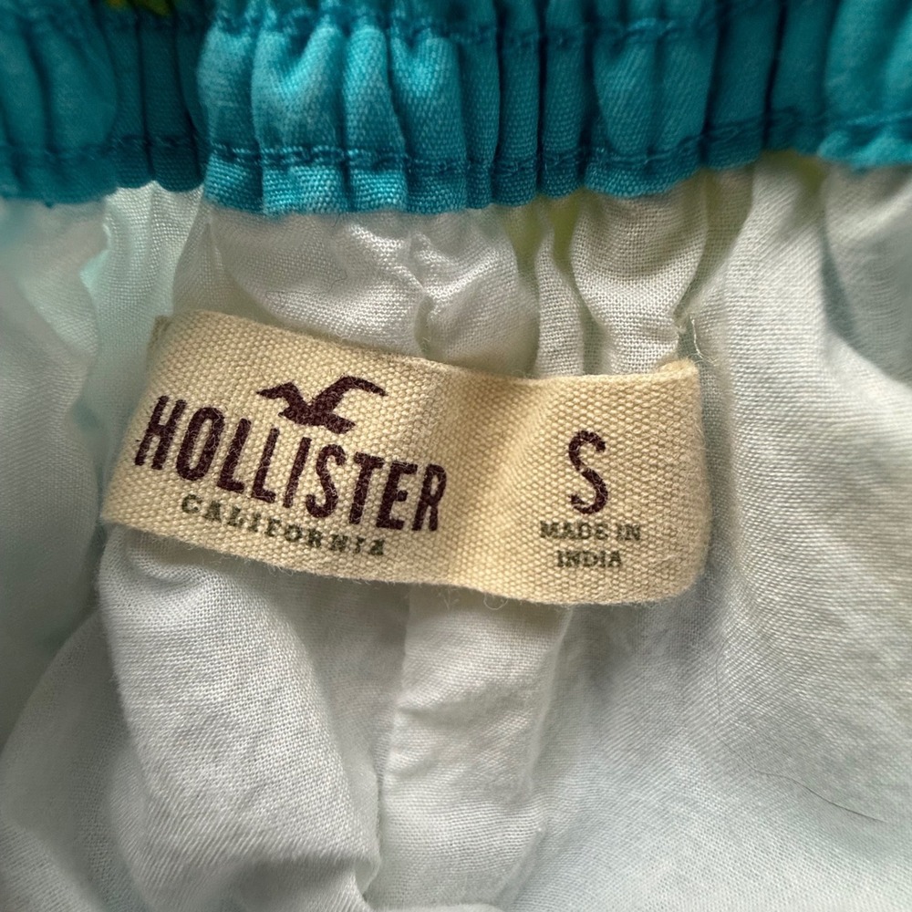 Hollister Skirt Women Small Blue Cotton Floral Tropical Hibiscus Mini Skater - Picture 8 of 11